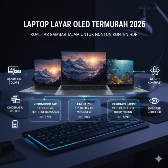 Laptop Layar OLED Termurah 2026 Kualitas Gambar Tajam Untuk Menonton Konten HDR